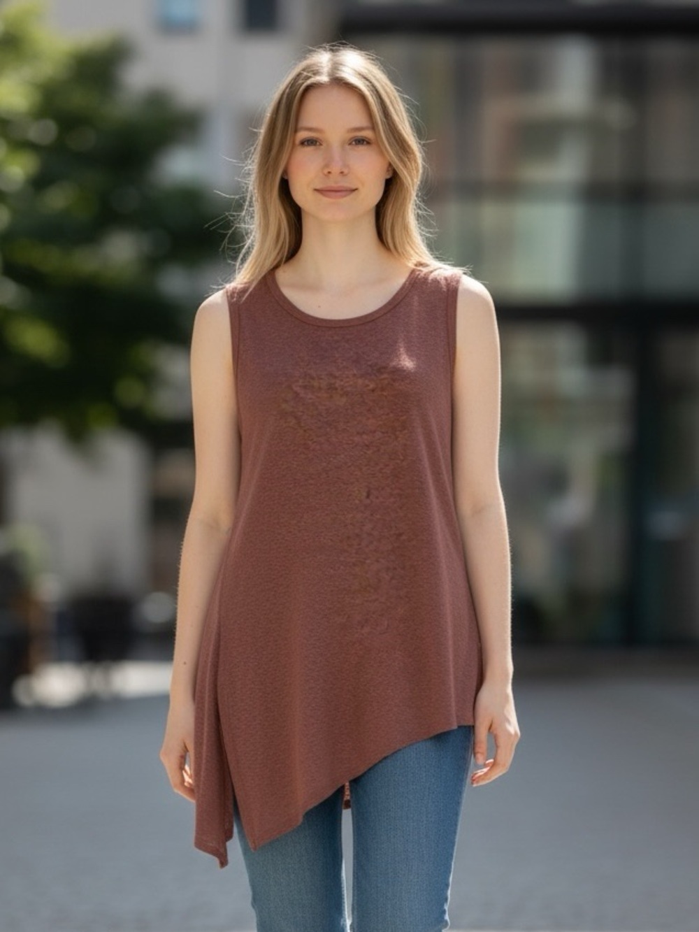bobeau Rust Scoop Neck Sleeveless Tank XL